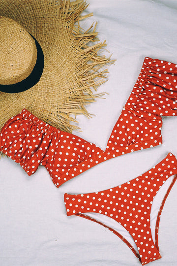 puff erme polka dot v-hals bikini